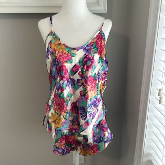 Vintage California Dynasty 2 Piece Sleeveless Short Floral Pajama Set - Picture 4 of 14